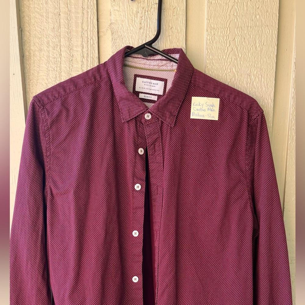 Kenneth Cole Men's Maroon Casual Button-Down Shirt